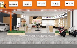 2 mẫu thiết kế nội thất cửa hàng điện thoại màu cam tươi tắn